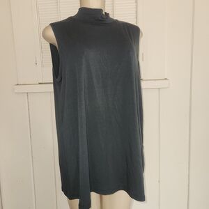 Eileen Fisher Charcoal Sleeveless Mock Neck Blouse